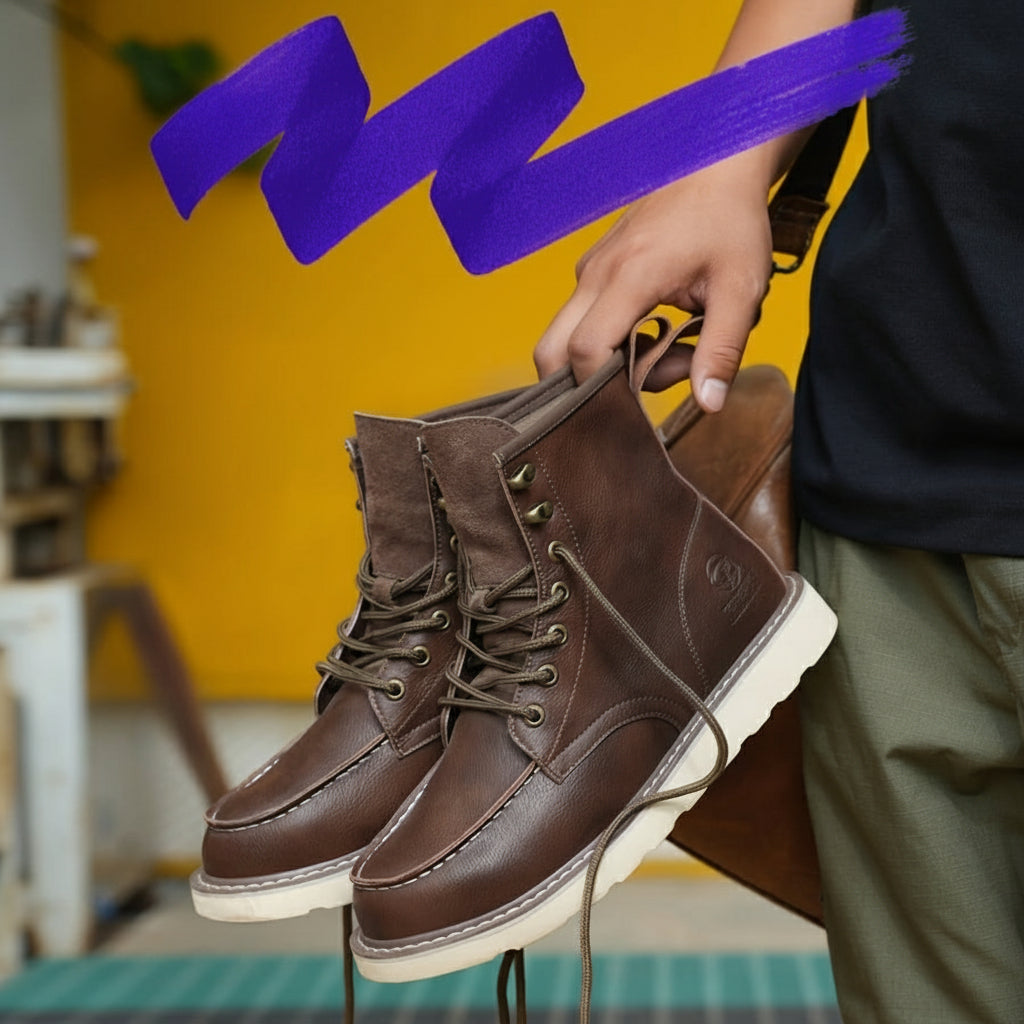 Men’s Classic High-Top Work Boots – Anti-Smash & Anti-Pierce Safety Shoes with Retro Outdoor Design