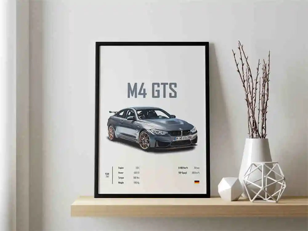 Retro German Supercar Poster Set – Pop Aesthetic Canvas Wall Art Featuring M8, M4, R8, RS6 for Garage or Home Decor