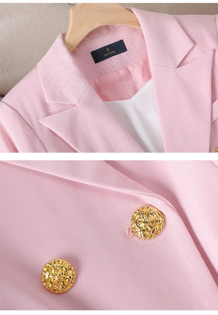 Women's Pant Suit – Double Breasted Business Blazer Set, Gold Buttons – Blazer, Pants or Skirt