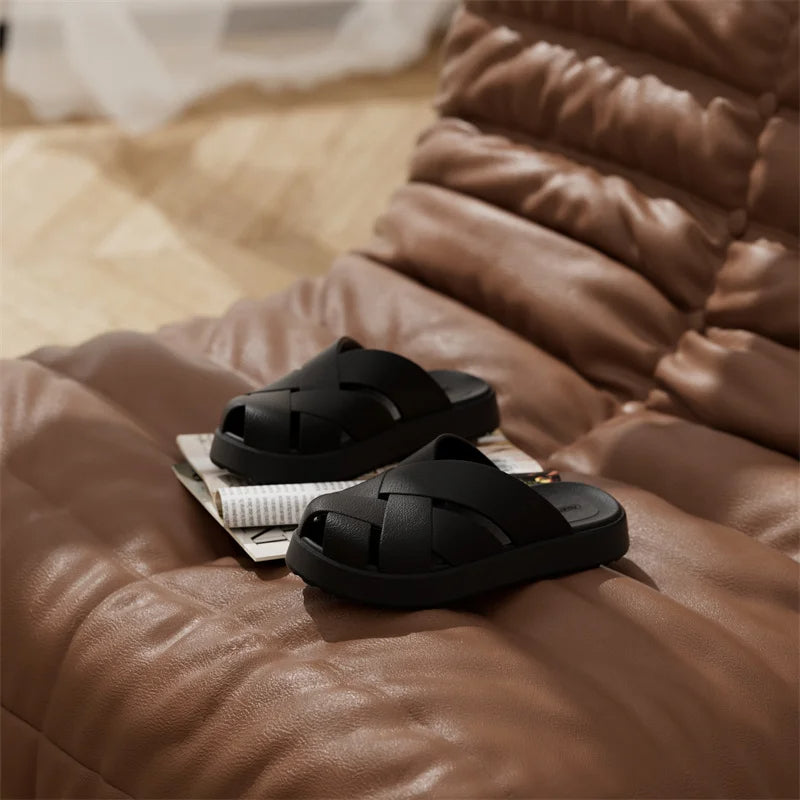 Unisex Closed-Toe EVA Slippers – Soft Anti-Slip Summer Sandals for Men & Women, Outdoor Baotou House Shoes for Home Comfort