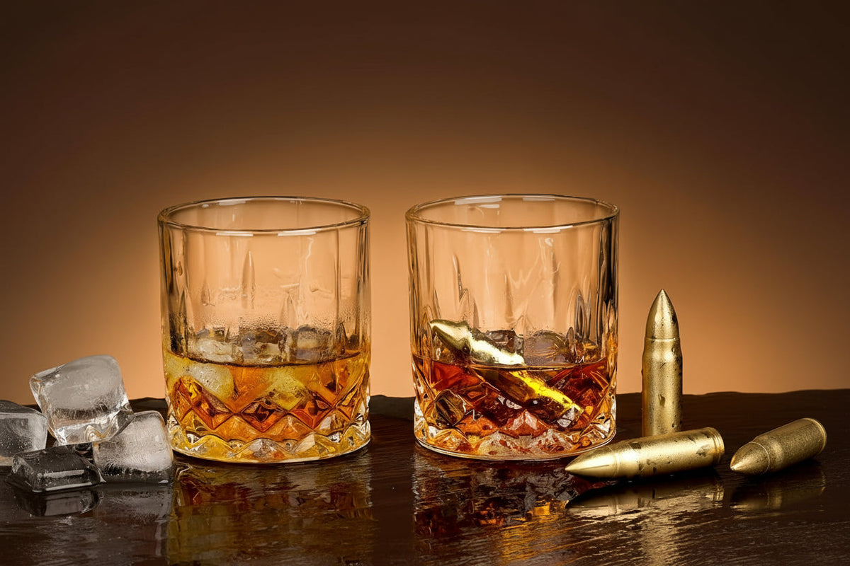 Stainless Steel Bullet Whiskey Chilling Stone Set – Reusable Ice Cubes for Bourbon & Scotch with Rust-Proof Bar Gift Packaging