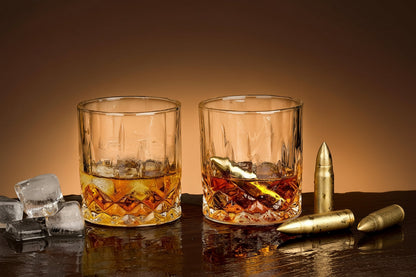 Stainless Steel Bullet Whiskey Chilling Stone Set – Reusable Ice Cubes for Bourbon & Scotch with Rust-Proof Bar Gift Packaging