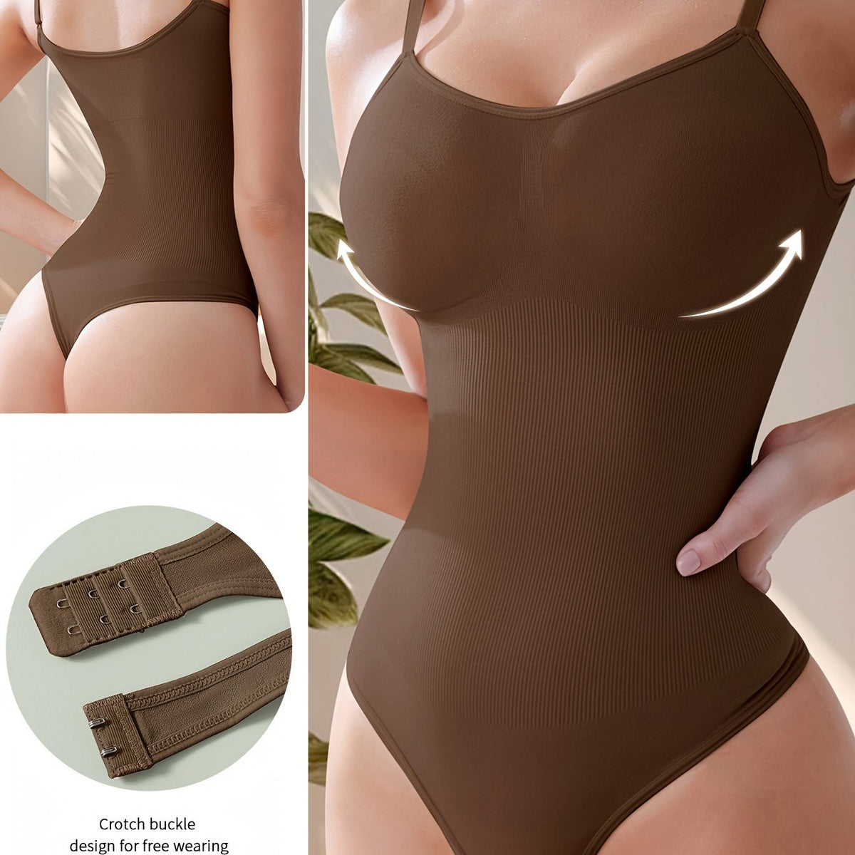 Seamless Women’s Shaping Bodysuit – High-Waisted Cinched Waist Zipper Design with Breathable, Stretchy, and Supportive Fabric