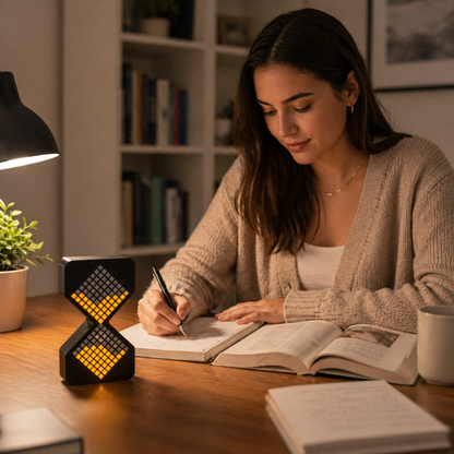 Cyber LED Digital Hourglass Timer – Gravity Sensing Electronic Sand Clock with 1–30 Minute Timer, Futuristic Desk Decoration and Smart Home Gadget