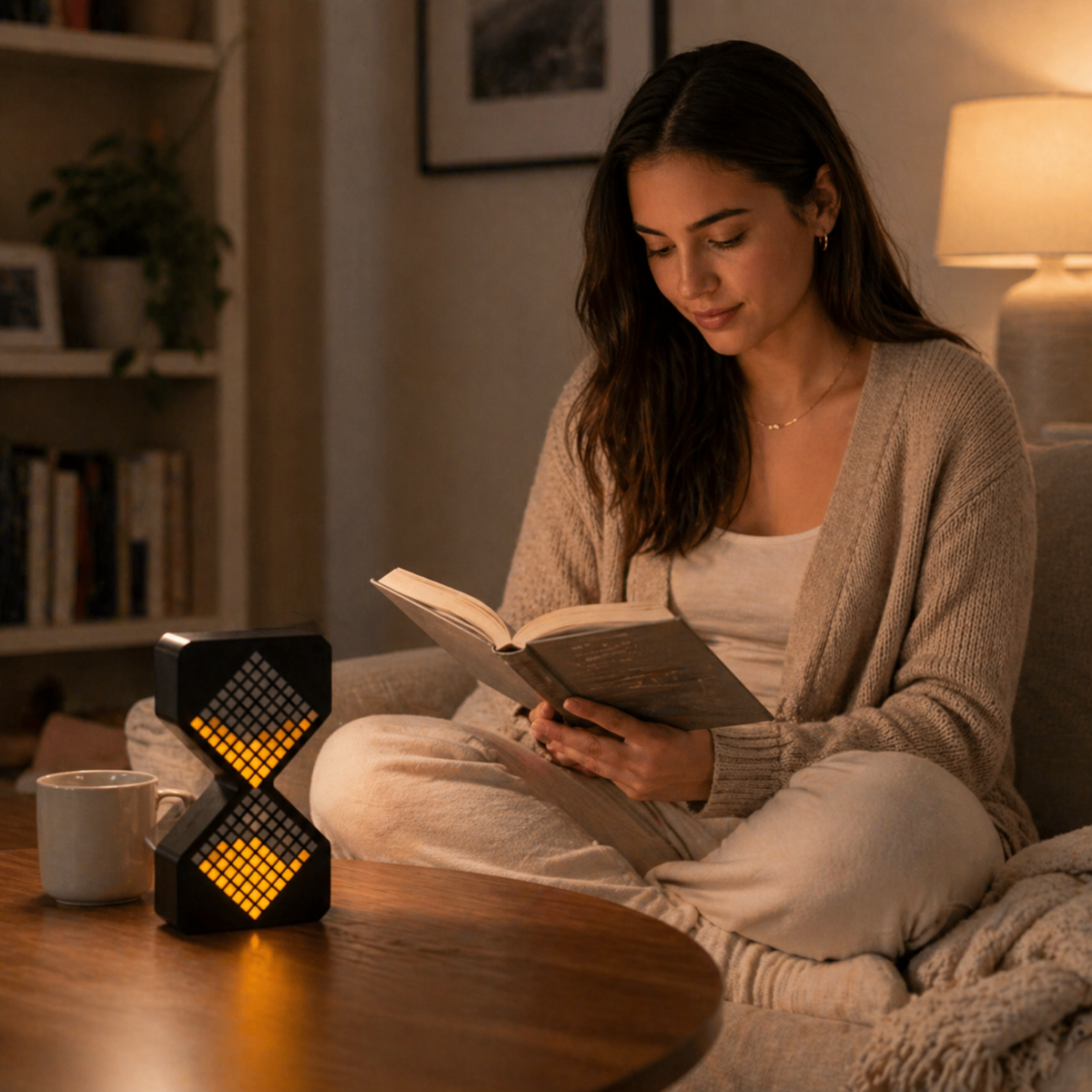 Cyber LED Digital Hourglass Timer – Gravity Sensing Electronic Sand Clock with 1–30 Minute Timer, Futuristic Desk Decoration and Smart Home Gadget