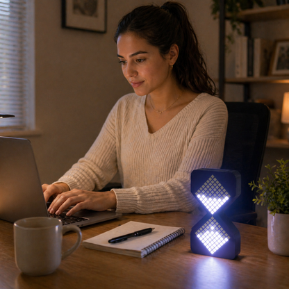 Cyber LED Digital Hourglass Timer – Gravity Sensing Electronic Sand Clock with 1–30 Minute Timer, Futuristic Desk Decoration and Smart Home Gadget