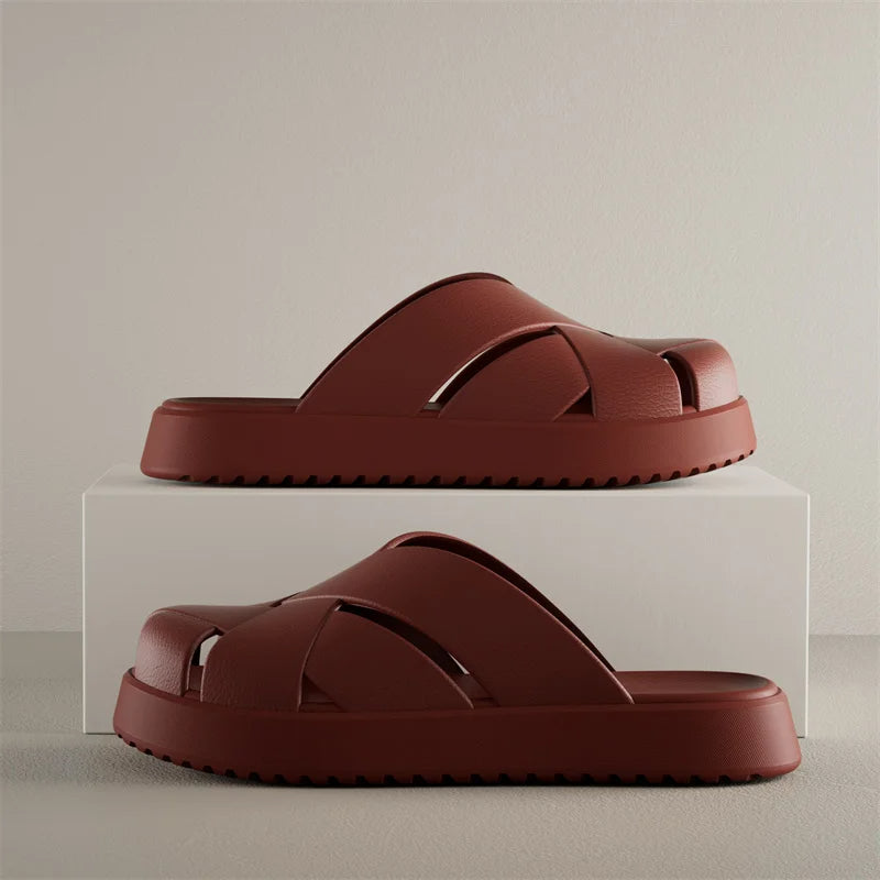 Unisex Closed-Toe EVA Slippers – Soft Anti-Slip Summer Sandals for Men & Women, Outdoor Baotou House Shoes for Home Comfort
