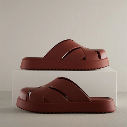 Unisex Closed-Toe EVA Slippers – Soft Anti-Slip Summer Sandals for Men & Women, Outdoor Baotou House Shoes for Home Comfort