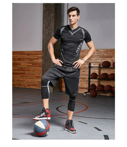 Men’s Fitness Compression Tracksuit Set – Sportswear with Leggings, Sweatpants & Rash Guard for Intense Training & Gym Performance