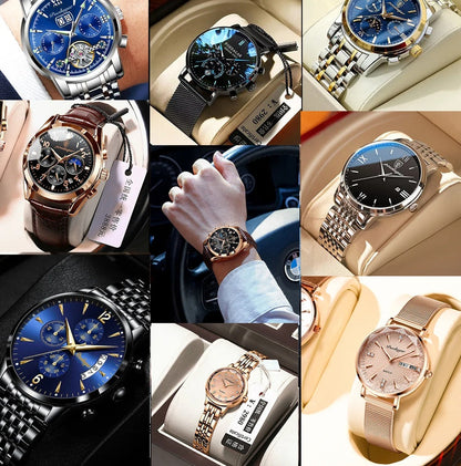 Men's LED Watch – Waterproof Rectangle Stainless Steel Quartz Timepiece with Week & Date Display, Elegant Fashion Accessory
