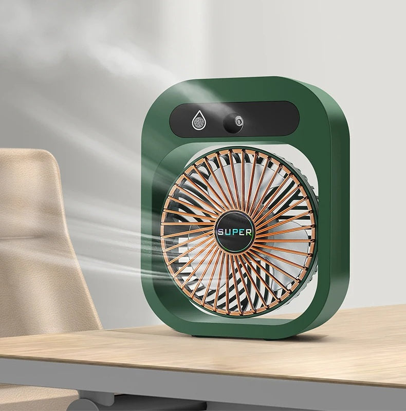 USB Mini Ice Fog Fan – Multi-Function 1200mAh Cooling Device with Humidifier, Air Conditioning Features, and Desk Portability