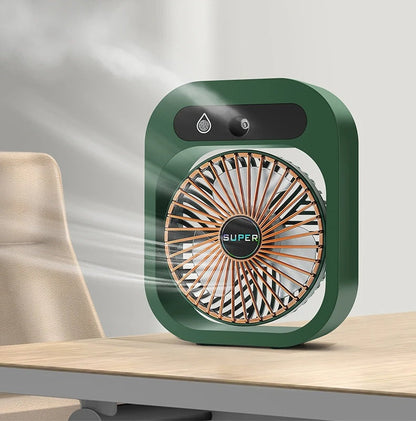 USB Mini Ice Fog Fan – Multi-Function 1200mAh Cooling Device with Humidifier, Air Conditioning Features, and Desk Portability