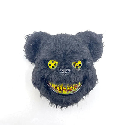 Halloween Bloody Bear Killer Mask – LED Light-Up Flashing Neon Horror Mask for Scary Cosplay, Costume Parties, and Haunted House Decoration