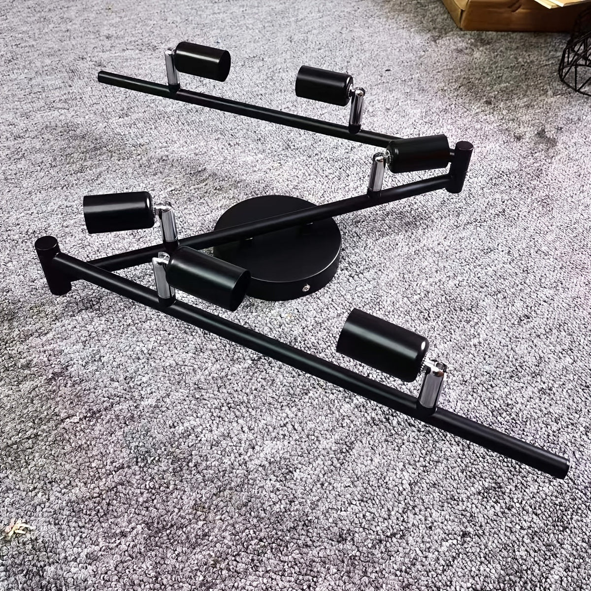 Track Rotating Black Ceiling Spotlights Lighting Kit – 6-Lights with Flexible Heads for Customizable Room Illumination