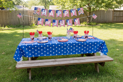 Patriotic 4th of July Party Decor Set – 170pcs American Flag Themed Plates, Cups, Tablecloths & Banner for Independence Day Celebrations, Fireworks Parties & Patriotic Events