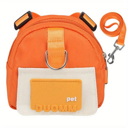 Colorful Nylon Pet Harness with Leash and Backpack – Cartoon School Bag Design for Dogs, Durable, Washable, and Ideal for Outdoor Adventures