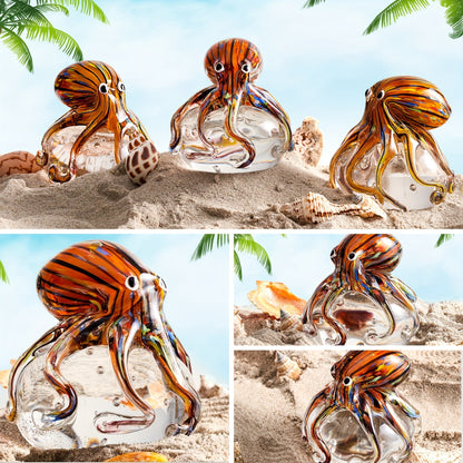Hand-Blown Glass Octopus Figurine – Unique Sea Animal Aquarium Ornament, Desk Paperweight, or Birthday Gift for Ocean Lovers & Decor Enthusiasts
