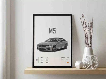 Retro German Supercar Poster Set – Pop Aesthetic Canvas Wall Art Featuring M8, M4, R8, RS6 for Garage or Home Decor