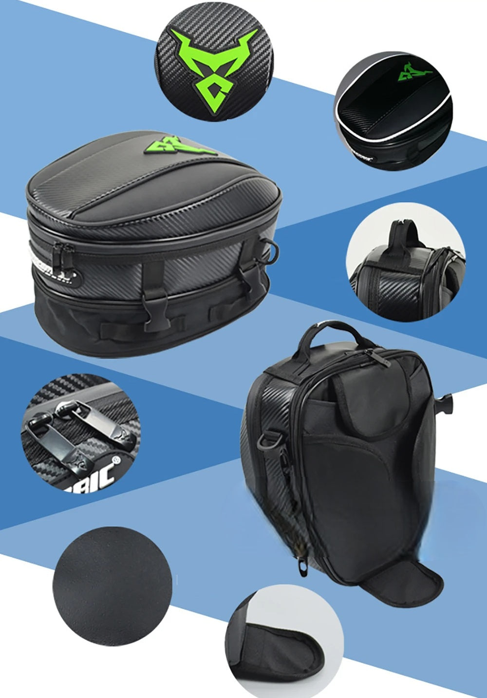 Motocentric Waterproof Tail Bag – High-Capacity Multipurpose Motorcycle Rear Seat Storage & Rider Backpack with Durable Material & Secure Design