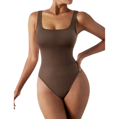 Sexy Ribbed Backless Bodysuit – Summer Sleeveless Romper with Streetwear Vibes, Perfect Shapewear for a Snatched Look