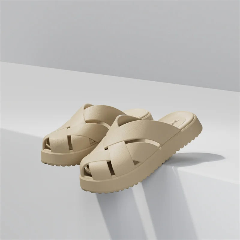 Unisex Closed-Toe EVA Slippers – Soft Anti-Slip Summer Sandals for Men & Women, Outdoor Baotou House Shoes for Home Comfort