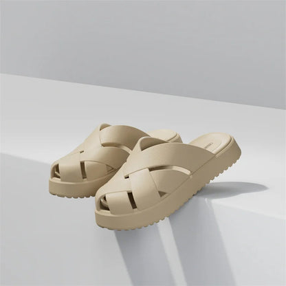 Unisex Closed-Toe EVA Slippers – Soft Anti-Slip Summer Sandals for Men & Women, Outdoor Baotou House Shoes for Home Comfort