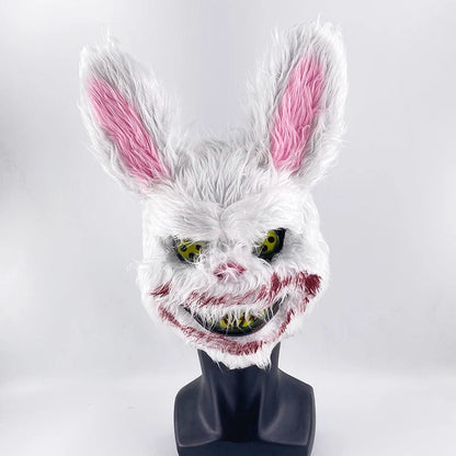 Halloween Bloody Bear Killer Mask – LED Light-Up Flashing Neon Horror Mask for Scary Cosplay, Costume Parties, and Haunted House Decoration