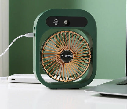 USB Mini Ice Fog Fan – Multi-Function 1200mAh Cooling Device with Humidifier, Air Conditioning Features, and Desk Portability