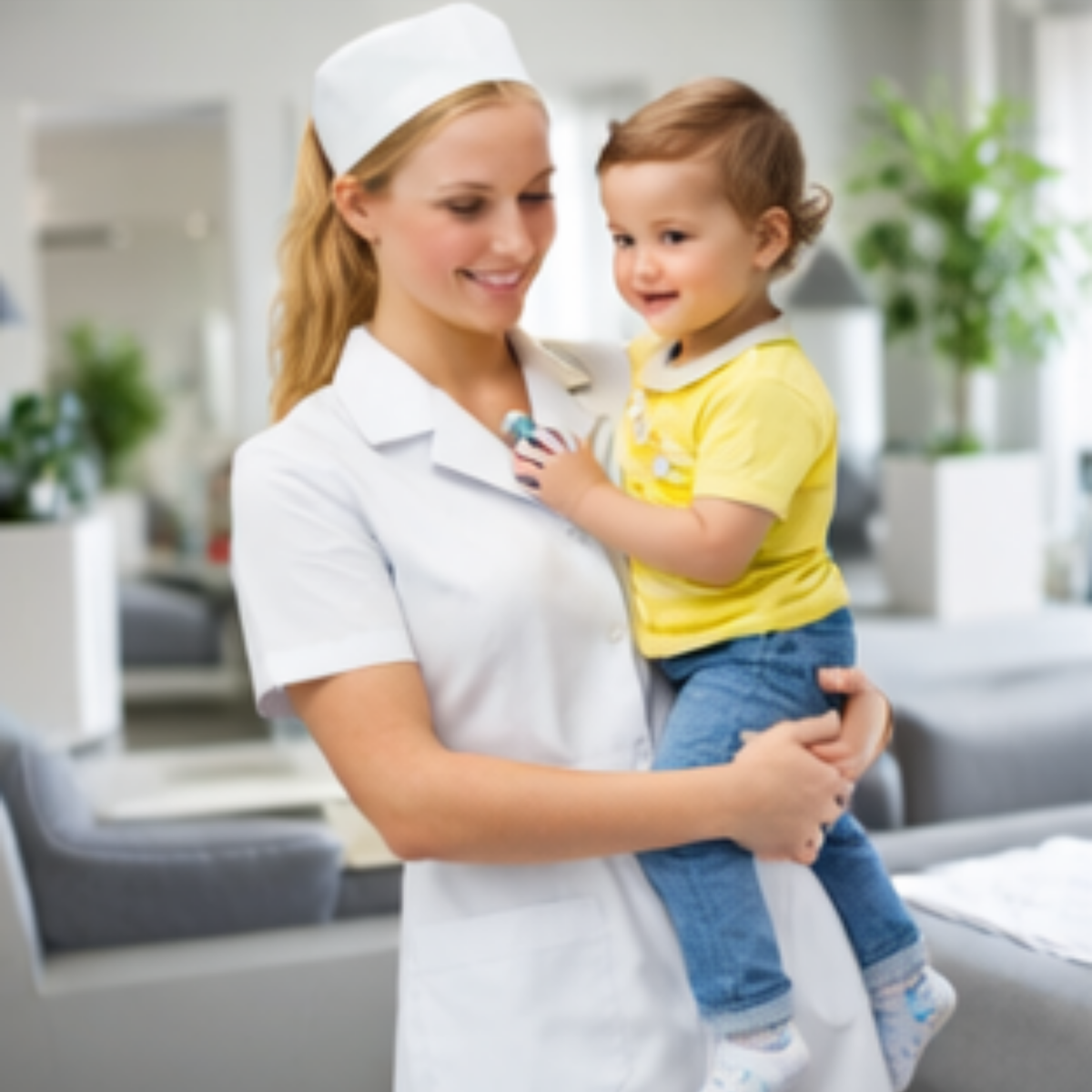 White Women’s Nurse Costume Set – Medical Lab Coat Dress with Cap and Pantyhose Halloween Cosplay Outfit