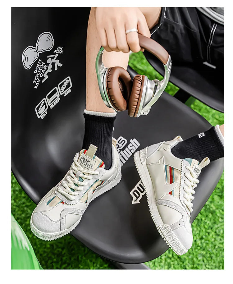 Men White Sneakers - Comfortable Non Slip Running Shoes with Soft Sole, Stylish Outdoor Casual Footwear