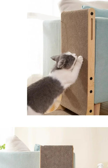 L-Shaped Interactive Cat Scratching Board – Wear-Resistant Wooden Post for Grinding Claws and Training Cats with Durable Materials