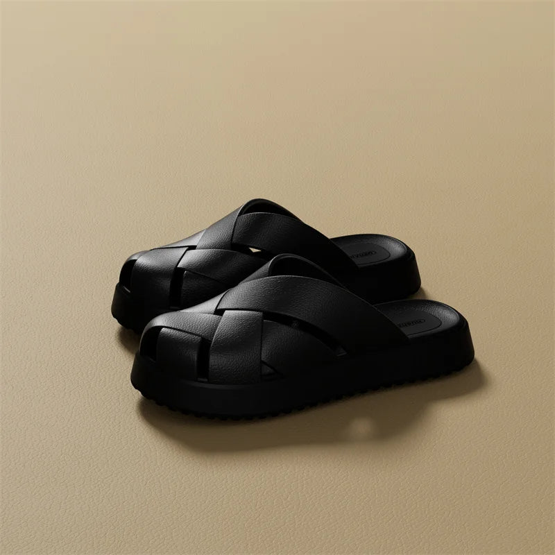 Unisex Closed-Toe EVA Slippers – Soft Anti-Slip Summer Sandals for Men & Women, Outdoor Baotou House Shoes for Home Comfort