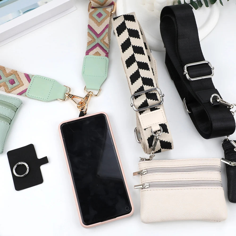 Adjustable Phone Strap with Zipper Pouch – Anti-Lost Crossbody Lanyard for Women, Secure & Stylish Phone Holder, Bag Accessory