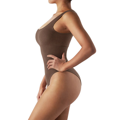Sexy Ribbed Backless Bodysuit – Summer Sleeveless Romper with Streetwear Vibes, Perfect Shapewear for a Snatched Look