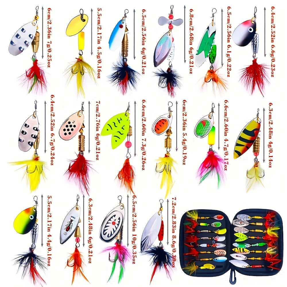 Metal Spoon Spinner Bait Kit – 16pcs Durable Fishing Lures with Storage Box Perfect for Pike, Bass, and Outdoor Fishing Adventures