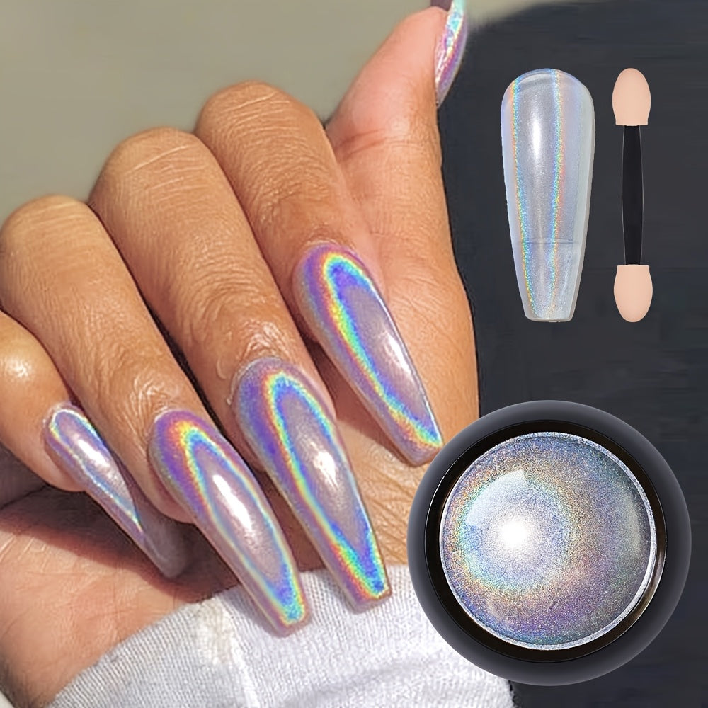 Laser Chameleon Nail and Eye Shadow – 1.9g Magic Mirror Chrome Powder for Nails, Eyeshadow & Lips, Futuristic Gothic Shine with Metallic Finish