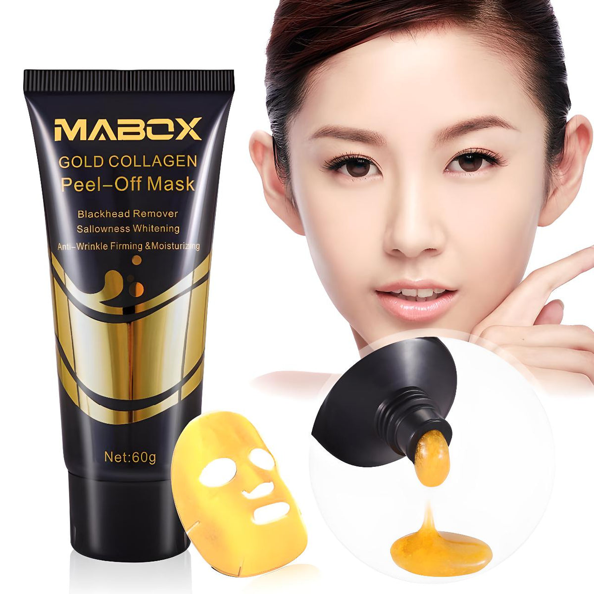 Peel Off Face Mask - 24K Gold Collagen  Blackhead Remover and Deep Cleansing