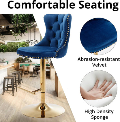 Modern Upholstered Bar Stools with Backs, Comfortable Tufted for Home, Pub, and Kitchen (Set of 2)