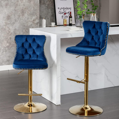 Modern Upholstered Bar Stools with Backs, Comfortable Tufted for Home, Pub, and Kitchen (Set of 2)