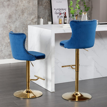 Modern Upholstered Bar Stools with Backs, Comfortable Tufted for Home, Pub, and Kitchen (Set of 2)