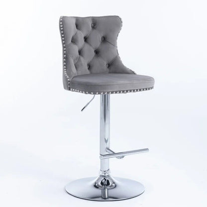 Modern Upholstered Chrome Base Bar Stools with Backs, Comfortable Tufted for Home, Pub, and Kitchen, Set of 2 (25-33 Inch)