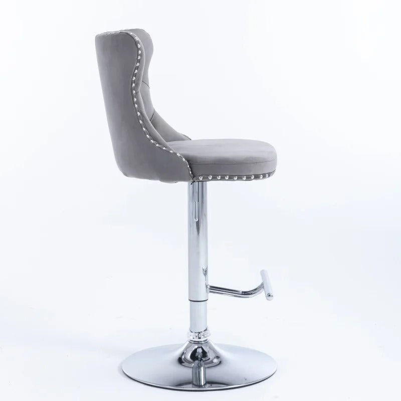 Modern Upholstered Chrome Base Bar Stools with Backs, Comfortable Tufted for Home, Pub, and Kitchen, Set of 2 (25-33 Inch)