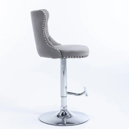 Modern Upholstered Chrome Base Bar Stools with Backs, Comfortable Tufted for Home, Pub, and Kitchen, Set of 2 (25-33 Inch)
