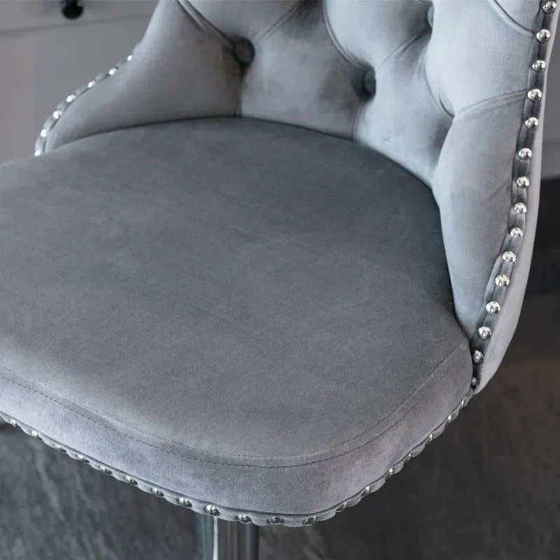 Modern Upholstered Chrome Base Bar Stools with Backs, Comfortable Tufted for Home, Pub, and Kitchen, Set of 2 (25-33 Inch)