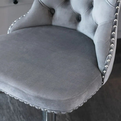 Modern Upholstered Chrome Base Bar Stools with Backs, Comfortable Tufted for Home, Pub, and Kitchen, Set of 2 (25-33 Inch)
