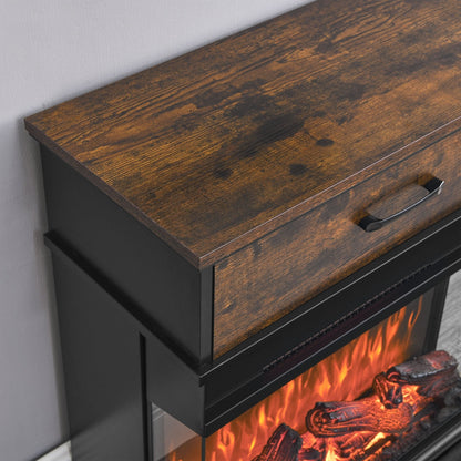 Stand Side Table with 3-Sided Glass Electric Fireplace (25inch)