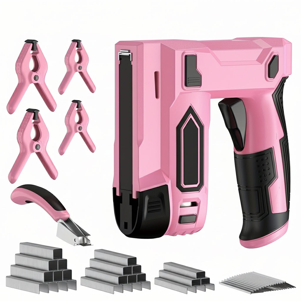 Lightweight Electric Cordless 2-in-1 Nail Gun – 20V Electric Nailer with LED Light, Adjustable Depth, Safety Guard, Battery, Charger & 1600 Nails Included