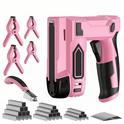 Lightweight Electric Cordless 2-in-1 Nail Gun – 20V Electric Nailer with LED Light, Adjustable Depth, Safety Guard, Battery, Charger & 1600 Nails Included