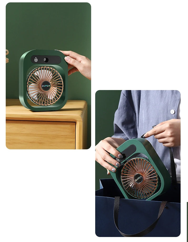USB Mini Ice Fog Fan – Multi-Function 1200mAh Cooling Device with Humidifier, Air Conditioning Features, and Desk Portability