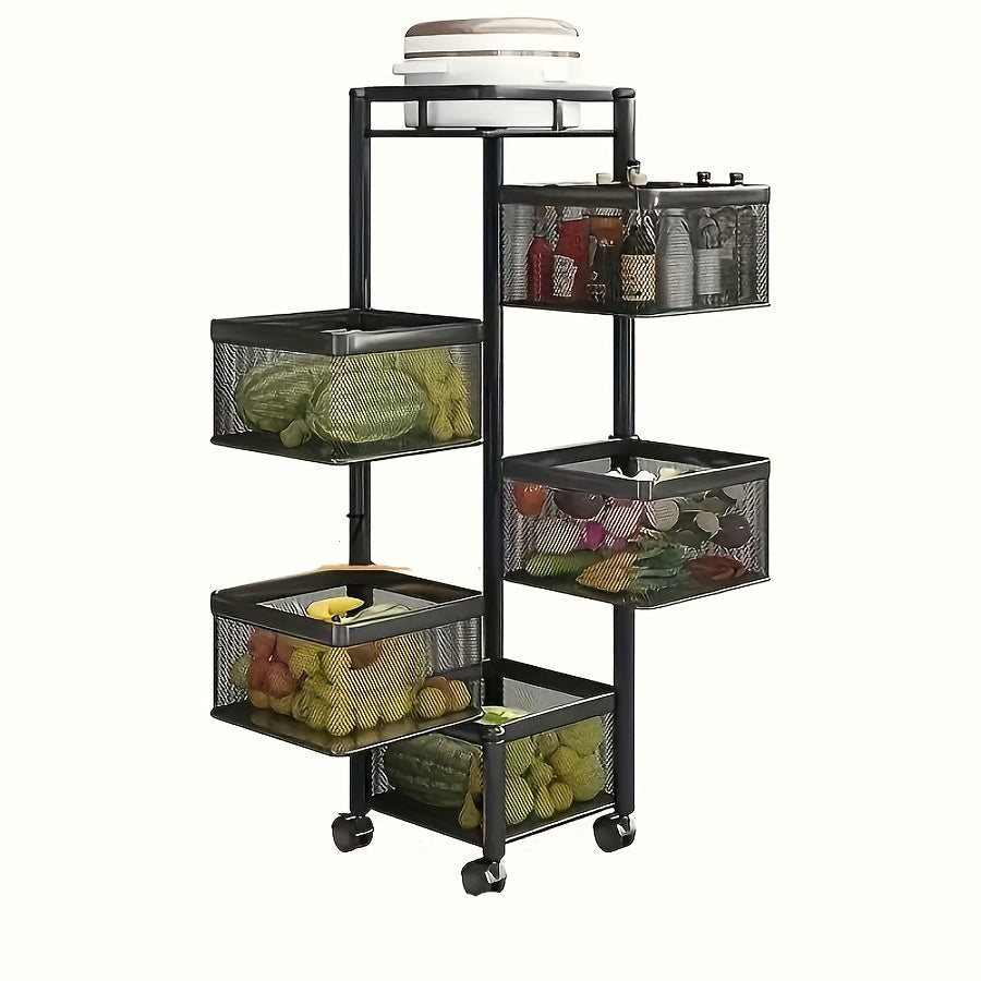 Rotating Kitchen Storage Tower – Multi-Tiered Organizer with Swivel Design for Spices, Snacks, or Beauty Products Anywhere